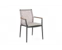 Nowoczesne krzesło do jadalni na tarasie MADDOX Bizzotto nogi antracyt / lina szarobeowa