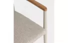 Jasnobeżowe sztaplowania aluminiowe krzesło ogrodowe z podłokietnikami teak MADDOX