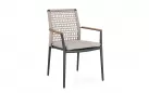 Nowoczesne krzesło do jadalni na tarasie MADDOX Bizzotto nogi antracyt / lina szarobeowa