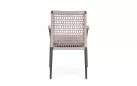 Nowoczesne krzesło do jadalni na tarasie MADDOX Bizzotto nogi antracyt / lina szarobeowa