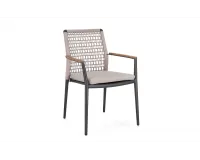 Nowoczesne krzesło do jadalni na tarasie MADDOX Bizzotto nogi antracyt / lina szarobeowa