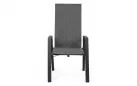Wysokie krzesło stołowe na taras grafitowe ETHAN obicie tapicerka i pochylane siedzisko