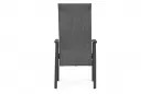 Wysokie krzesło stołowe na taras grafitowe ETHAN obicie tapicerka i pochylane siedzisko
