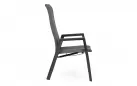 Wysokie krzesło stołowe na taras grafitowe ETHAN obicie tapicerka i pochylane siedzisko