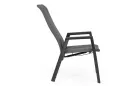 Wysokie krzesło stołowe na taras grafitowe ETHAN obicie tapicerka i pochylane siedzisko