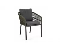 Krzesło stołowe na taras grafitowe aluminium oliwkowa lina GALDANA bizzotto 