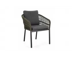 Krzesło stołowe na taras grafitowe aluminium oliwkowa lina GALDANA bizzotto 