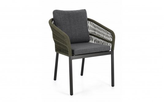 Krzesło stołowe na taras grafitowe aluminium oliwkowa lina GALDANA bizzotto 