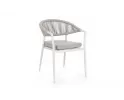 Krzesło obiadowe na taras białe aluminium szarobeżowa lina MILLOR bizzotto 