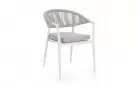 Krzesło obiadowe na taras białe aluminium szarobeżowa lina MILLOR bizzotto 