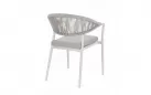 Krzesło obiadowe na taras białe aluminium szarobeżowa lina MILLOR bizzotto 