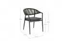 Krzesło obiadowe na taras grafitowe aluminium oliwkowa lina MILLOR bizzotto 