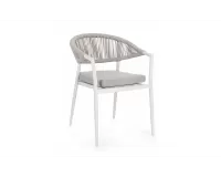 Krzesło obiadowe na taras białe aluminium szarobeżowa lina MILLOR bizzotto 