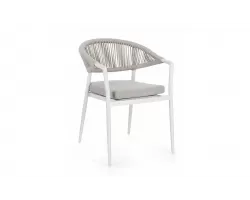Krzesło obiadowe na taras białe aluminium szarobeżowa lina MILLOR bizzotto 