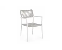 Krzesło obiadowe na taras białe aluminium szarobeżowa lina CALETA bizzotto 