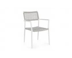 Krzesło obiadowe na taras białe aluminium szarobeżowa lina CALETA bizzotto 