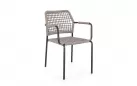 Krzesło obiadowe na taras grafitowe aluminium szarobeżowa lina RAJADA bizzotto 