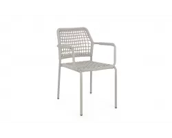 Krzesło obiadowe na taras beżowe aluminium szarobeżowa lina RAJADA bizzotto 