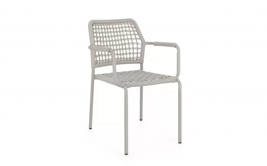 Krzesło obiadowe na taras beżowe aluminium szarobeżowa lina RAJADA bizzotto 