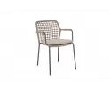 Krzesło ogrodowe CANAR konstrukcja stal nierdzewna antracyt / lina polipropylenowa szarobeżowa