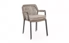 Krzesło ogrodowe CANAR konstrukcja stal nierdzewna antracyt / lina polipropylenowa szarobeżowa