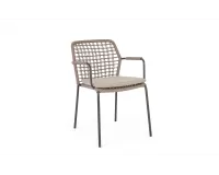 Krzesło ogrodowe CANAR konstrukcja stal nierdzewna antracyt / lina polipropylenowa szarobeżowa