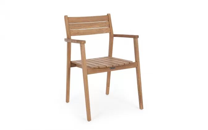 Krzesło z podłokietnikami z drewna teakowego premium ADRIEL Bizzotto