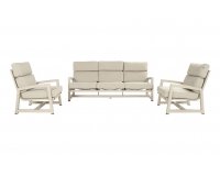 Zestaw ogrodowy Hartman GO – beżowe aluminium sofa 3-osobowa + 2 fotele - tkanina olefin