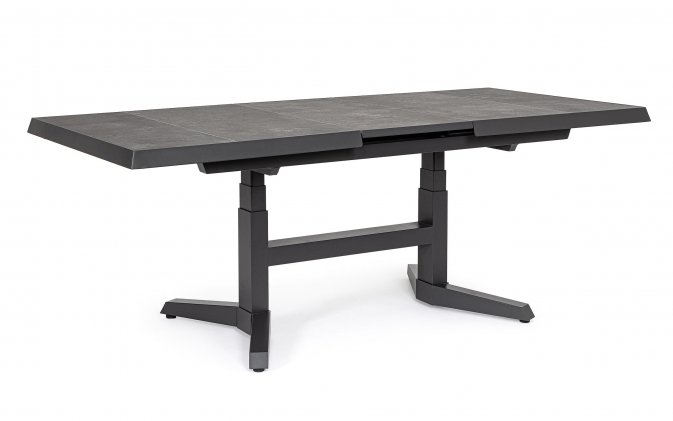 Stół ogrodowy aluminiuwy grafitowy podnoszony i rozkładany ROBERT 143-183 ceramiczny Bizzotto