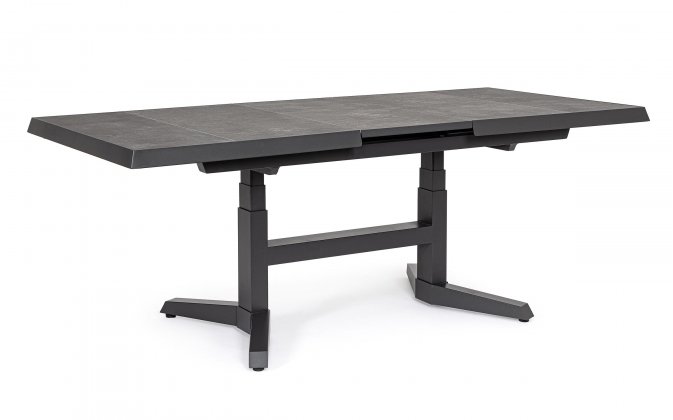 Stół ogrodowy aluminiuwy grafitowy podnoszony i rozkładany ROBERT 143-183 ceramiczny Bizzotto