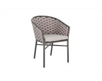 Krzesło stołowe na taras grafitowe aluminium szarobeżowy oplot lina MARGALIDA bizzotto 