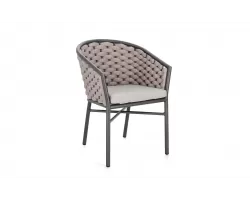 Krzesło stołowe na taras grafitowe aluminium szarobeżowy oplot lina MARGALIDA bizzotto 