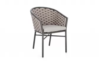 Krzesło stołowe na taras grafitowe aluminium szarobeżowy oplot lina MARGALIDA bizzotto 