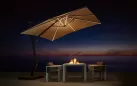 Ekskluzywny parasol ogrodowy z podstawą granitową spółkami noga drewnopodobna poszycie ecru sunbrella wing 3 x 3 m