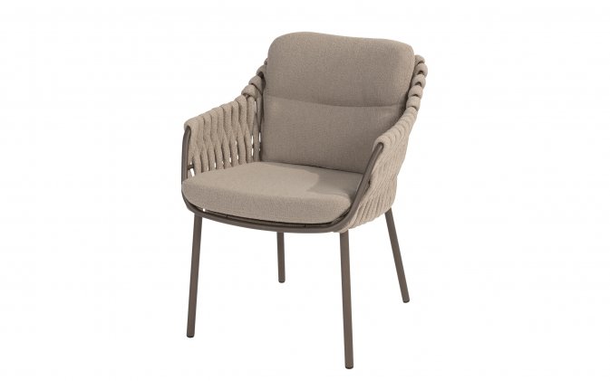 Krześło stołowe ekskluzywne MONTERA nogi brazowe z bezowymi pasami