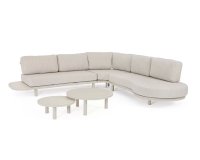 Jasnobeżowy narożnik na taras aluminiowy z wyspą HERCULES aluminiowy z 2 stolikami