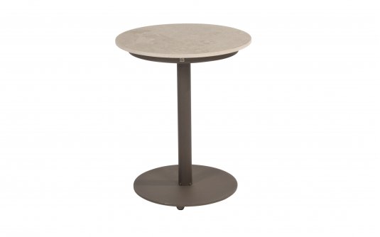 Okragły stolik kawowy na 1 nodze z beżowym blatem ceramicznym BOAZ d45 4so