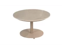 Okragły stolik kawowy na 1 nodze z beżowym blatem ceramicznym BOAZ d60 4so janobezowa noga