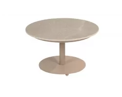 Okragły stolik kawowy na 1 nodze z beżowym blatem ceramicznym BOAZ d60 4so janobezowa noga