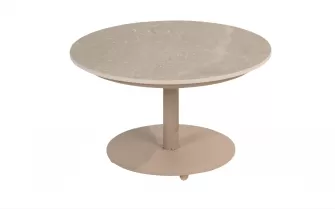 Okragły stolik kawowy na 1 nodze z beżowym blatem ceramicznym BOAZ d60 4so janobezowa noga