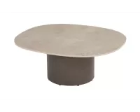 Owalny stolik kawowy brązowa noga blat ceramiczny SOFIE 70x80 cm