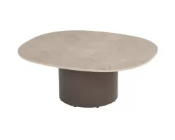 Owalny stolik kawowy brązowa noga blat ceramiczny SOFIE 70x80 cm