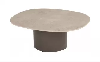 Owalny stolik kawowy brązowa noga blat ceramiczny SOFIE 70x80 cm