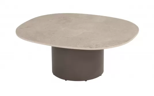 Owalny stolik kawowy brązowa noga blat ceramiczny SOFIE 70x80 cm