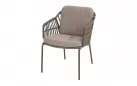 Krzesło stołowe na taras CAPALBIO 4SO nogi ciemnobrązowe poduszki szarobeżowe materiał Bounce