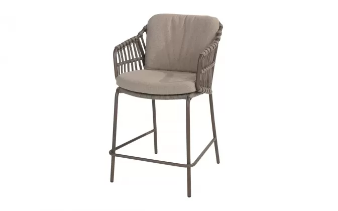 Hoker barowy CAPALBIO nogi brązowe siedzisko sznurek i poduszki Bounce