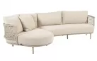 Szeroka sofa szezlong beżowa na taras SARDINIA 4SO aluminium i sznurek 
