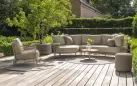 Szeroka sofa szezlong beżowa na taras SARDINIA 4SO aluminium i sznurek 
