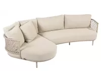Szeroka sofa szezlong beżowa na taras SARDINIA 4SO aluminium i sznurek 