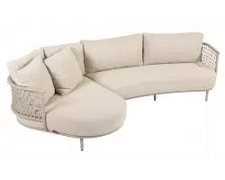 Szeroka sofa szezlong beżowa na taras SARDINIA 4SO aluminium i sznurek 